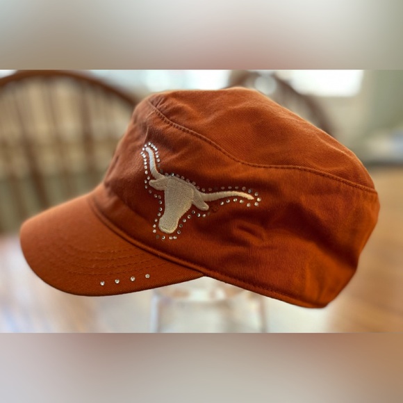 Super cute UT Longhorn rhinestone embroidered newsboy burnt orange cap. - Picture 2 of 7